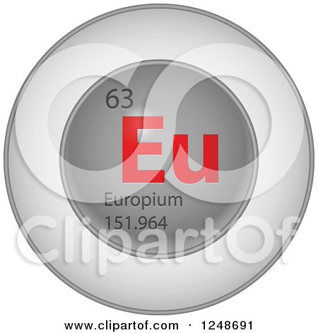 Clipart of a 3d Round Red and Silver Europium Chemical Element Icon - Royalty Free Vector Illustration by Andrei Marincas