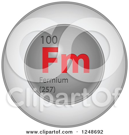 Clipart of a 3d Round Red and Silver Fermium Chemical Element Icon - Royalty Free Vector Illustration by Andrei Marincas