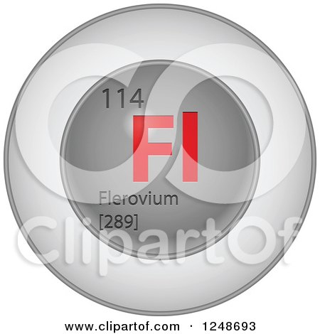 Clipart of a 3d Round Red and Silver Flerovium Chemical Element Icon - Royalty Free Vector Illustration by Andrei Marincas