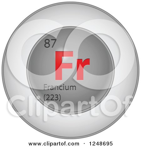 Clipart of a 3d Round Red and Silver Francium Chemical Element Icon - Royalty Free Vector Illustration by Andrei Marincas