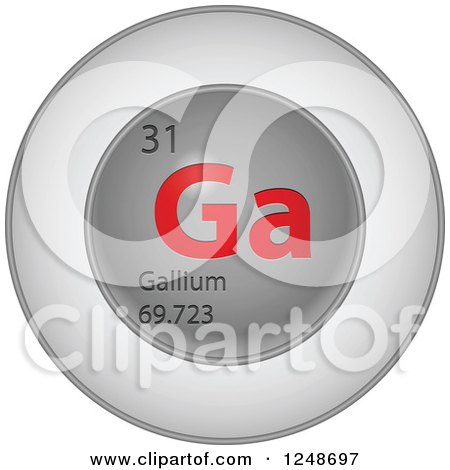 Clipart of a 3d Round Red and Silver Gallium Chemical Element Icon - Royalty Free Vector Illustration by Andrei Marincas