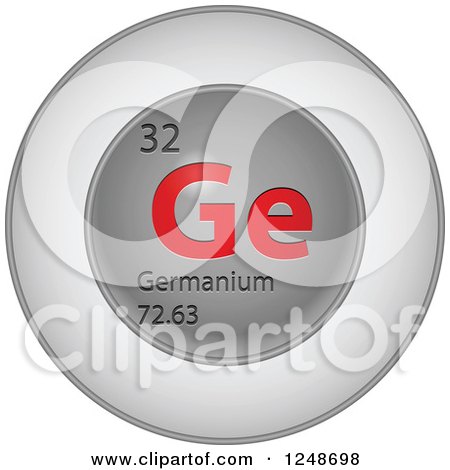 Clipart of a 3d Round Red and Silver Germanium Chemical Element Icon - Royalty Free Vector Illustration by Andrei Marincas