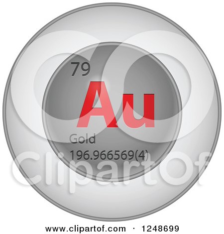 Clipart of a 3d Round Red and Silver Gold Chemical Element Icon - Royalty Free Vector Illustration by Andrei Marincas