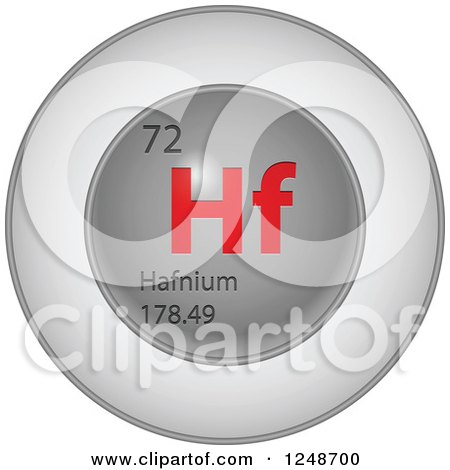 Clipart of a 3d Round Red and Silver Hafnium Chemical Element Icon - Royalty Free Vector Illustration by Andrei Marincas