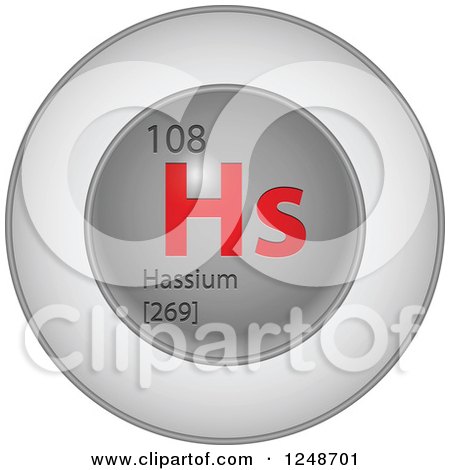 Clipart of a 3d Round Red and Silver Hassium Chemical Element Icon - Royalty Free Vector Illustration by Andrei Marincas