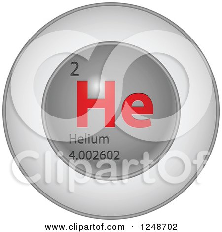 Clipart of a 3d Round Red and Silver Helium Chemical Element Icon - Royalty Free Vector Illustration by Andrei Marincas