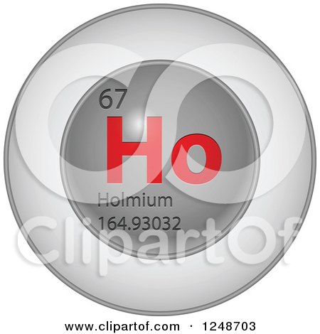 Clipart of a 3d Round Red and Silver Holmium Chemical Element Icon - Royalty Free Vector Illustration by Andrei Marincas