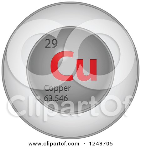 Clipart of a 3d Round Red and Silver Copper Chemical Element Icon - Royalty Free Vector Illustration by Andrei Marincas