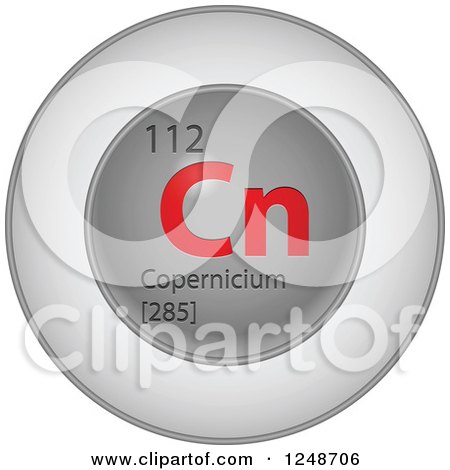 Clipart of a 3d Round Red and Silver Copernicium Chemical Element Icon - Royalty Free Vector Illustration by Andrei Marincas