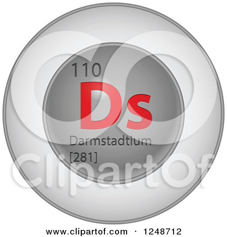 Clipart of a 3d Round Red and Silver Darmstadtium Chemical Element Icon - Royalty Free Vector Illustration by Andrei Marincas