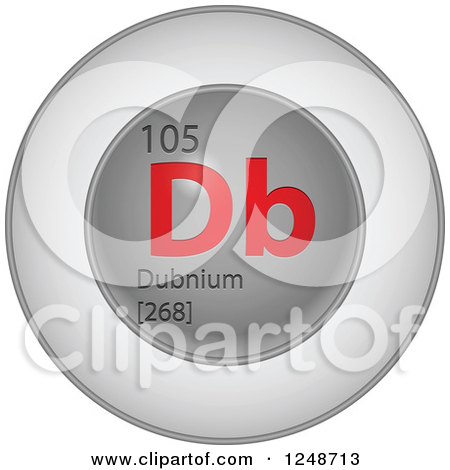 Clipart of a 3d Round Red and Silver Dubnium Chemical Element Icon - Royalty Free Vector Illustration by Andrei Marincas