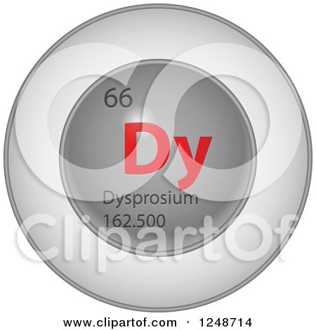 Clipart of a 3d Round Red and Silver Dysprosium Chemical Element Icon - Royalty Free Vector Illustration by Andrei Marincas