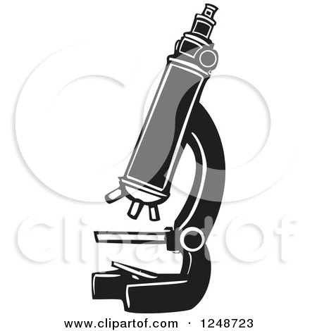 Clipart of a Black and White Woodcut Microscope - Royalty Free Vector Illustration by xunantunich