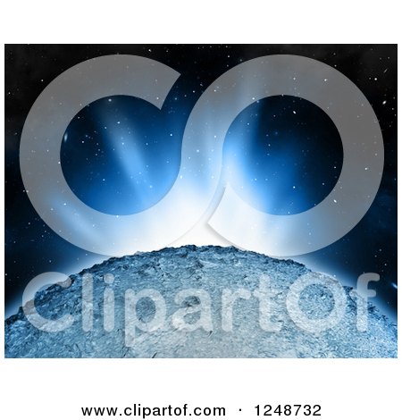 Clipart of a 3d Sunrise over a Foreign Planet - Royalty Free Illustration by KJ Pargeter