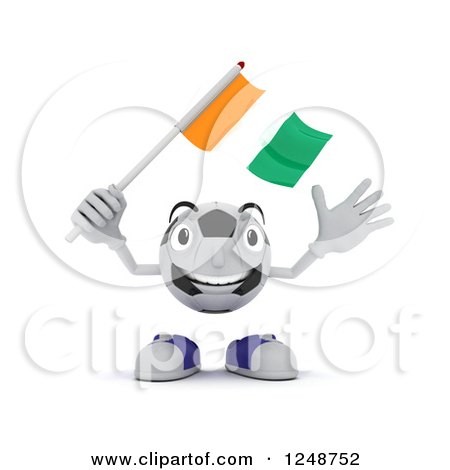 Clipart of a 3d Soccer Ball Character Waving an Ivory Coast Flag - Royalty Free Illustration by KJ Pargeter