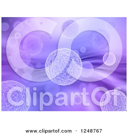 Clipart of a Background of Floating Viruses in Purple - Royalty Free Illustration by KJ Pargeter