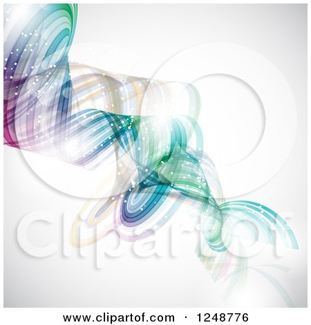 Clipart of a Colorful Smokey Spiral over Gray - Royalty Free Vector Illustration by KJ Pargeter