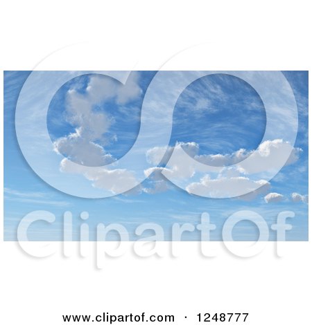 Clipart of a Background of Blue Sky with 3d Puffy Clouds - Royalty Free Illustration by KJ Pargeter