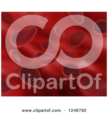 Clipart of a Background of 3d Red Blood Cells - Royalty Free Illustration by KJ Pargeter