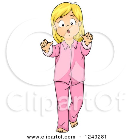 Clipart of a Blond Girl in Pajamas, Pretending to Be a Ghost or Zombie - Royalty Free Vector Illustration by BNP Design Studio