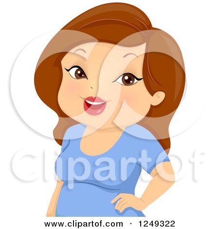 Clipart of a Chubby Happy Brunette Caucasian Woman - Royalty Free Vector Illustration by BNP Design Studio