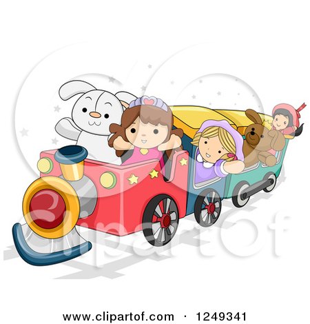 Clipart of Children's Toys on a Train - Royalty Free Vector Illustration by BNP Design Studio