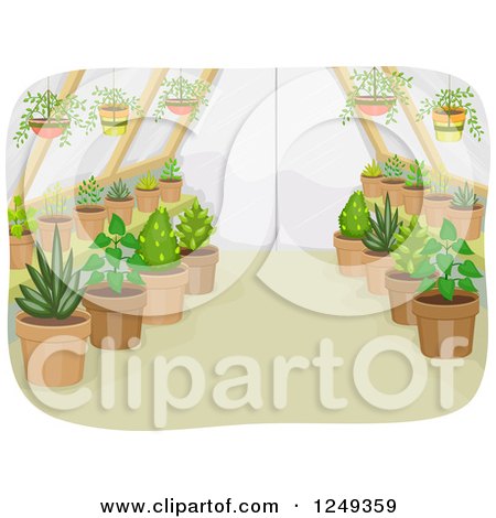 Clipart of a Background of Plants in a Green House - Royalty Free Vector Illustration by BNP Design Studio