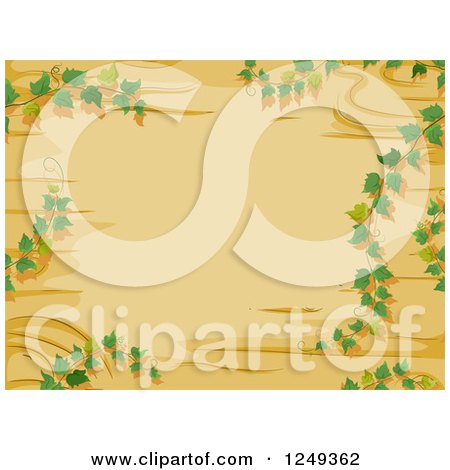 Clipart of a Wooden Background with Vines - Royalty Free Vector Illustration by BNP Design Studio