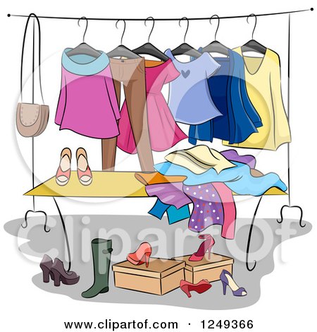 Clipart of a Swap Party Rack and Shoes - Royalty Free Vector Illustration by BNP Design Studio