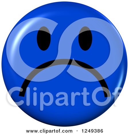 Clipart of a 3d Sad Blue Emoticon Face - Royalty Free Illustration by Prawny