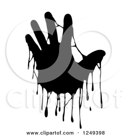 Clipart of a Black and White Dripping Hand on White - Royalty Free Illustration by Prawny