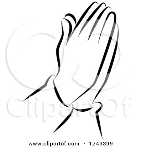 Clipart of Black and White Praying Hands - Royalty Free Illustration by Prawny