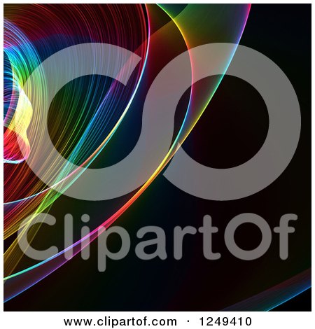 Clipart of a Background of Colorful Fractal Waves on Black - Royalty Free Illustration by Prawny