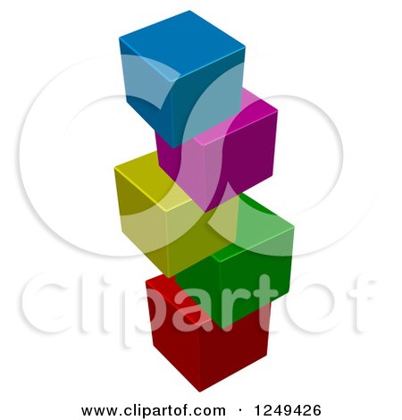 Clipart of a Stack of 3d Colorful Cubes - Royalty Free Illustration by Prawny