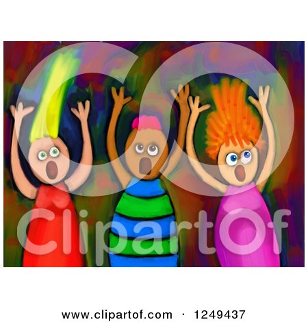 Clipart of a Painting of Screaming Children - Royalty Free Illustration by Prawny
