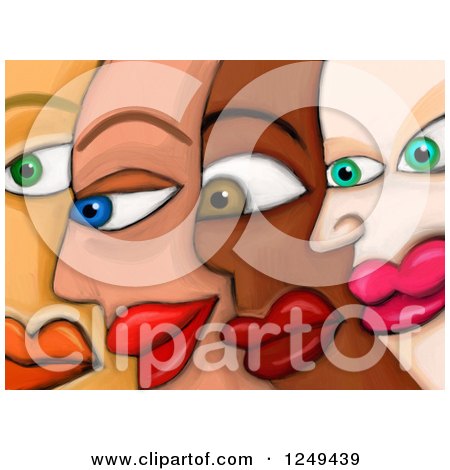 Clipart of a Painting of Diverse Faces - Royalty Free Illustration by Prawny