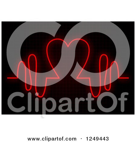 Clipart of a Red Heartbeat Monitor on Black - Royalty Free Illustration by Prawny