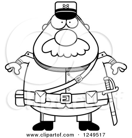 Clipart of a Black and White Chubby Civil War Union Soldier Man