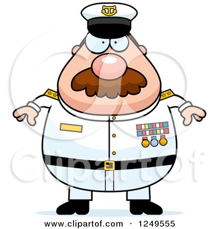 Clipart of a Chubby Navy Admiral Man - Royalty Free Vector Illustration by Cory Thoman