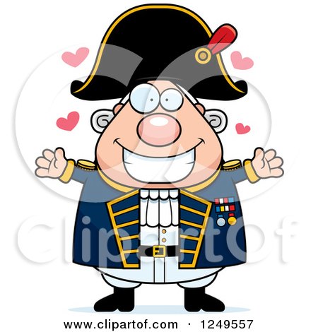 Clipart of a Loving Chubby Old Admiral Man Wanting a Hug - Royalty Free Vector Illustration by Cory Thoman