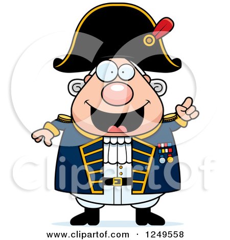 Clipart of a Smart Chubby Old Admiral Man with an Idea - Royalty Free Vector Illustration by Cory Thoman
