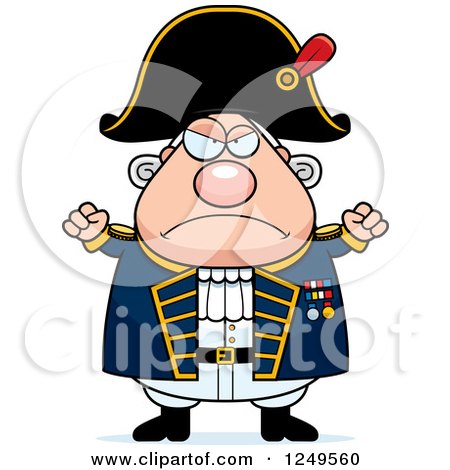 Clipart of a Mad Chubby Old Admiral Man with Balled Fists - Royalty Free Vector Illustration by Cory Thoman