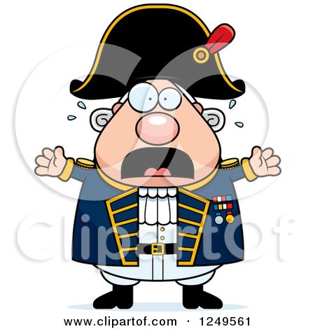 Clipart of a Scared Screaming Chubby Old Admiral Man - Royalty Free Vector Illustration by Cory Thoman