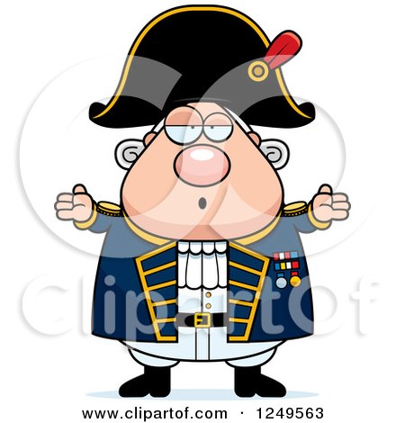 Clipart of a Careless Shrugging Chubby Old Admiral Man - Royalty Free Vector Illustration by Cory Thoman