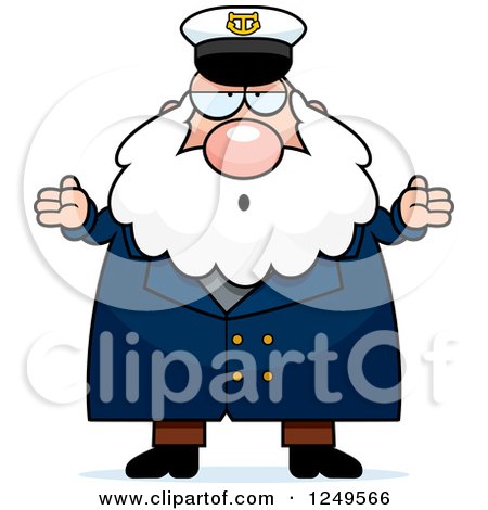 Clipart of a Careless Shrugging Chubby Sea Captain Man - Royalty Free Vector Illustration by Cory Thoman