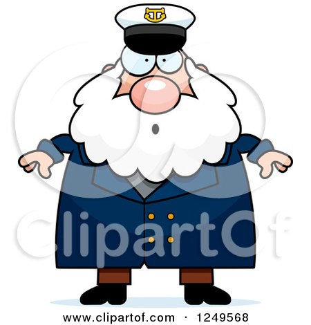 Clipart of a Surprised Gasping Chubby Sea Captain Man - Royalty Free Vector Illustration by Cory Thoman