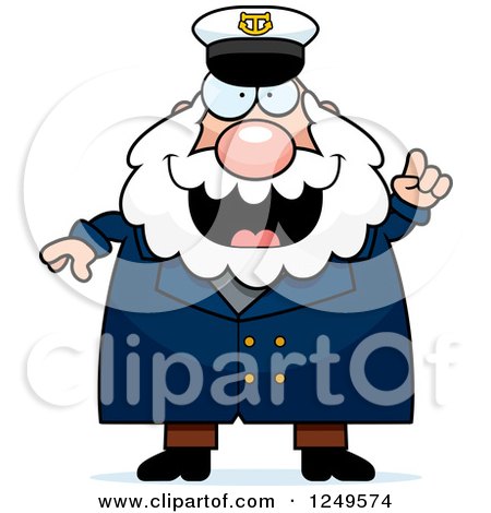 Clipart of a Smart Chubby Sea Captain Man with an Idea - Royalty Free Vector Illustration by Cory Thoman