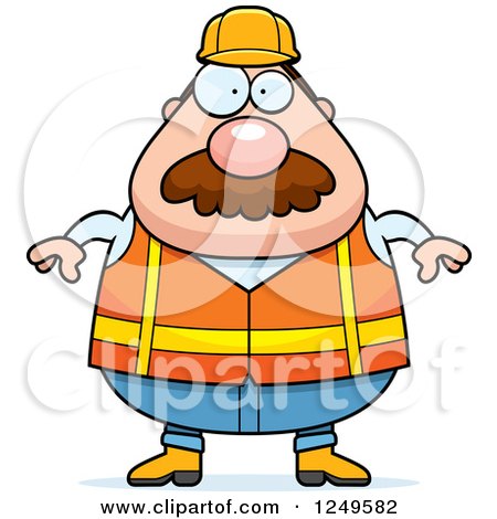Clipart of a Chubby Road Construction Worker Man - Royalty Free Vector Illustration by Cory Thoman