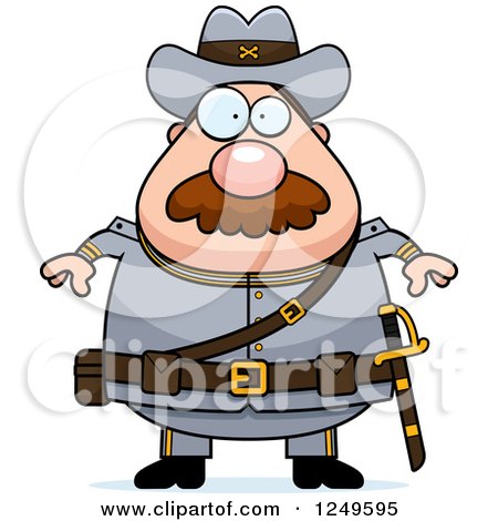 Clipart of a Chubby Civil War Confederate Soldier Man - Royalty Free Vector Illustration by Cory Thoman