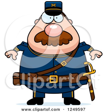 Clipart of a Chubby Civil War Union Soldier Man - Royalty Free Vector Illustration by Cory Thoman